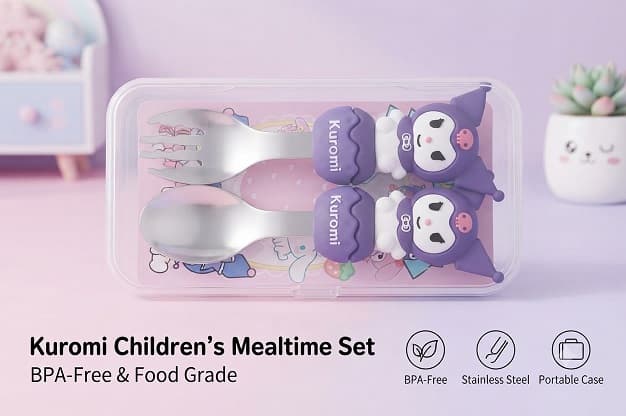 Kawaii Character Stainless Steel Spoon & Fork Set