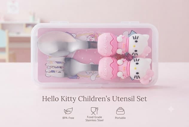 Kawaii Character Stainless Steel Spoon & Fork Set